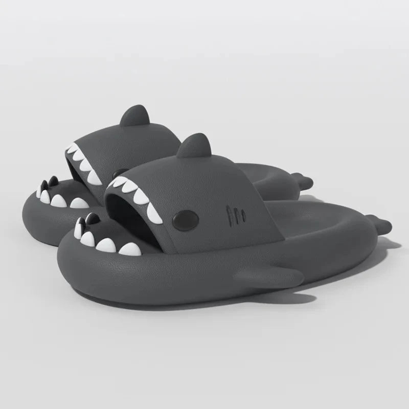 2024 Men Shark Slippers Boy Bathroom Non-Slip Flat Sandals Adults Outdoor Soft Thick Slides Kids Cute Solid Color EVA Flip Flops