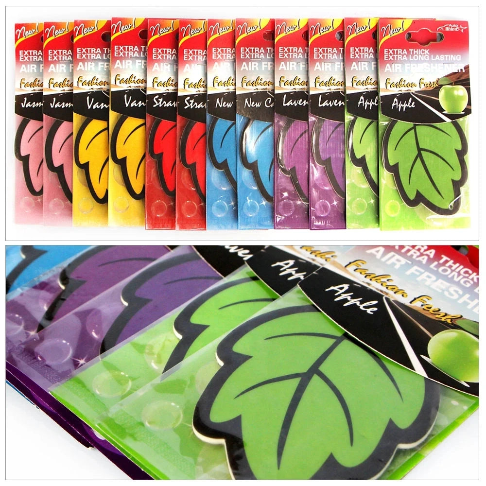 6PCS Car Air Freshener Natural Scented Tea Paper Auto Hanging Vanilla Perfume Fragrance Leaf Shape Car Accessories Interior