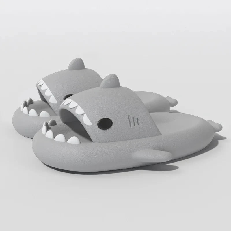 2024 Men Shark Slippers Boy Bathroom Non-Slip Flat Sandals Adults Outdoor Soft Thick Slides Kids Cute Solid Color EVA Flip Flops