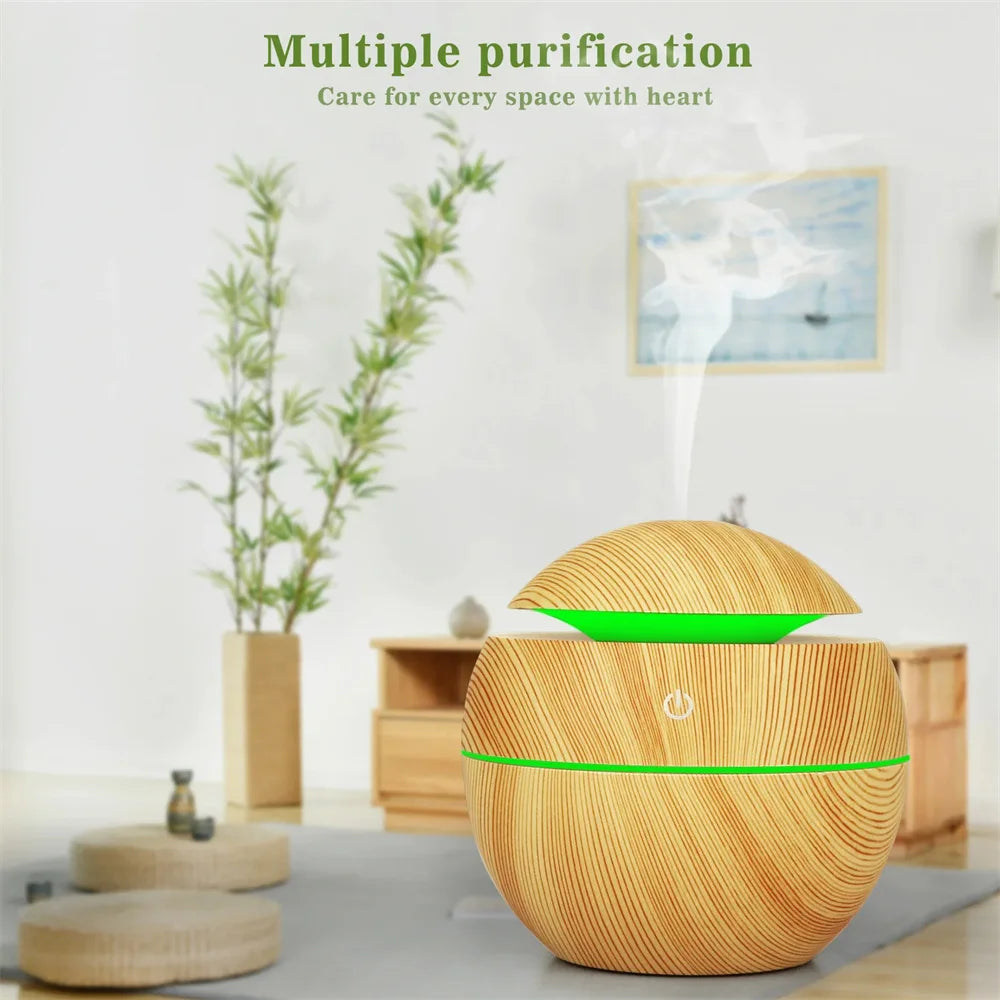 Humidifier Electric Air Aroma Diffuser Wood Ultrasonic Air Humidifier Essential Oil Aromatherapy Cool Mist Maker for Bedroom