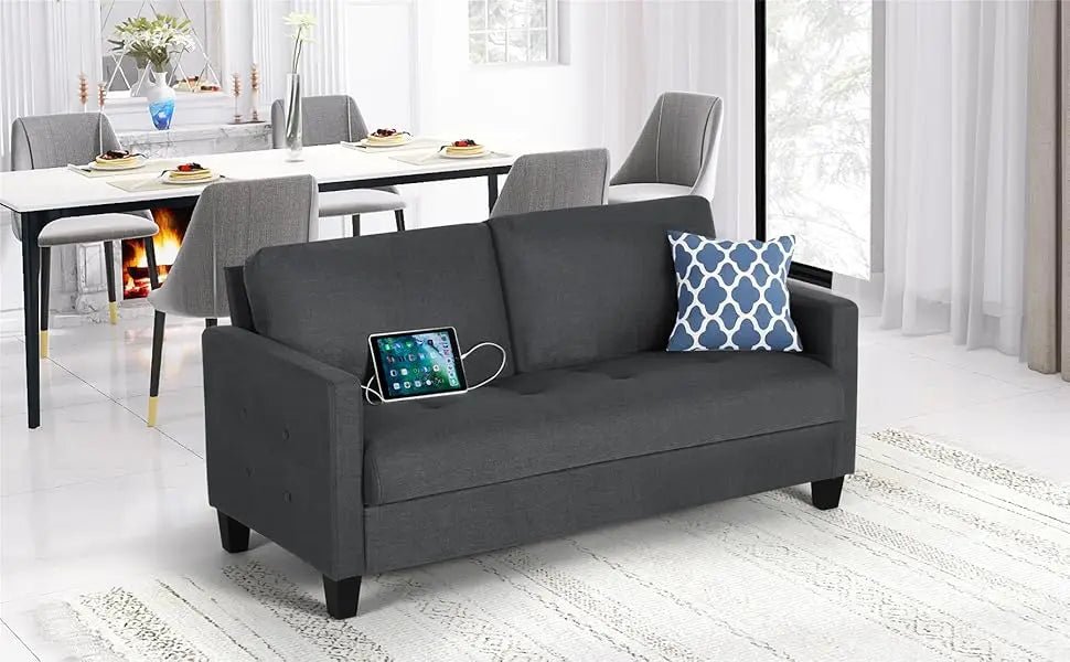 Comfy Sofa Small Grey Couch Small Spaces, Small Love Seat Bedroom, Mid Century Modern Couches Living Room Dorm