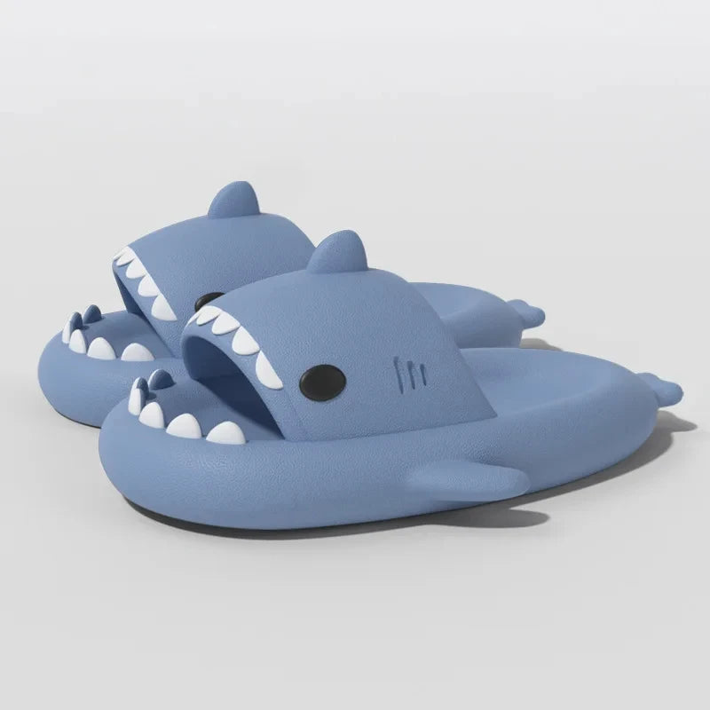 2024 Men Shark Slippers Boy Bathroom Non-Slip Flat Sandals Adults Outdoor Soft Thick Slides Kids Cute Solid Color EVA Flip Flops