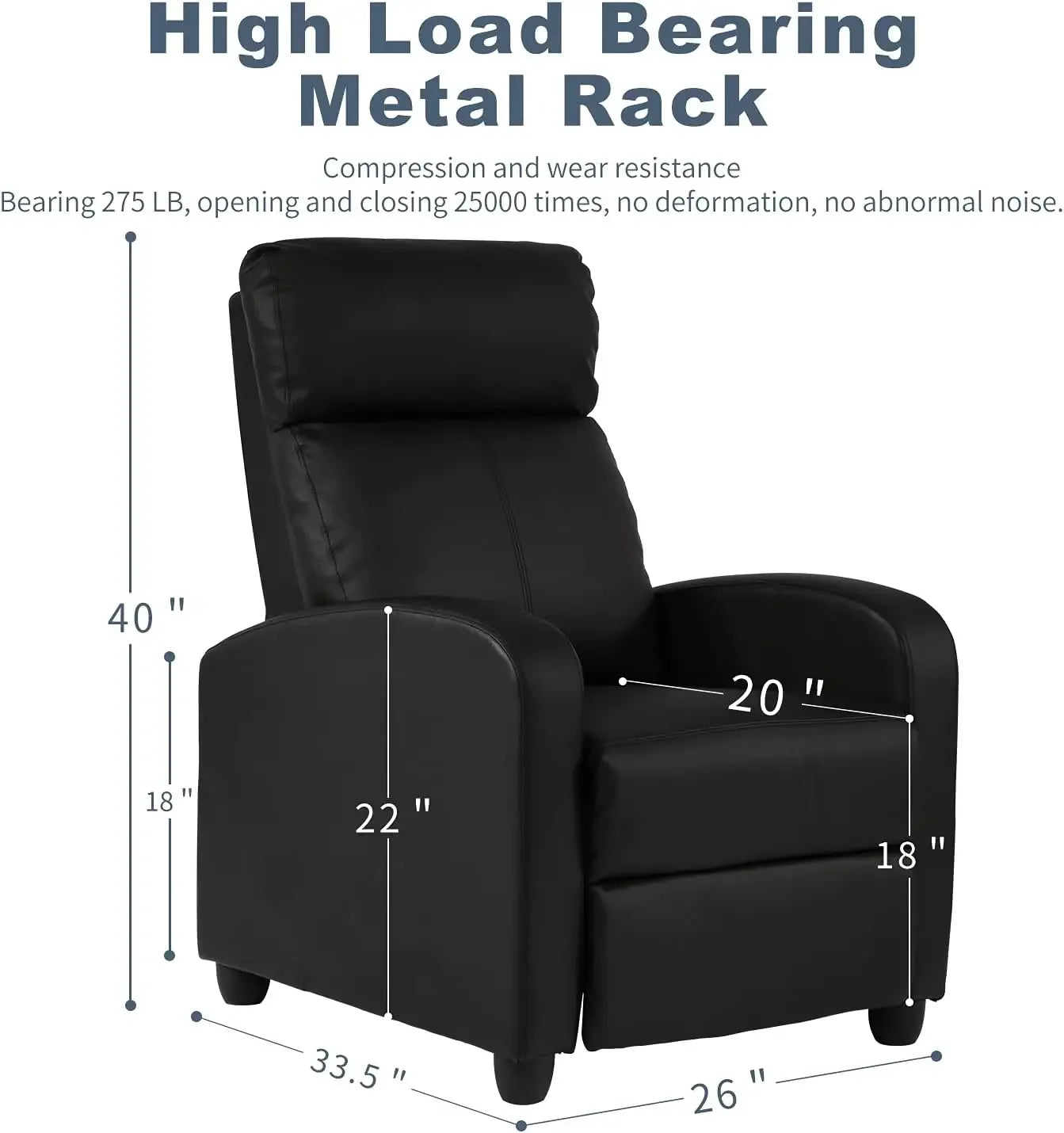 Massage Recliner Chair, Padded Wide Seat Sofa Wingback Single Sofa with Footrest PU Leather for Living Room Home Theater, Chair