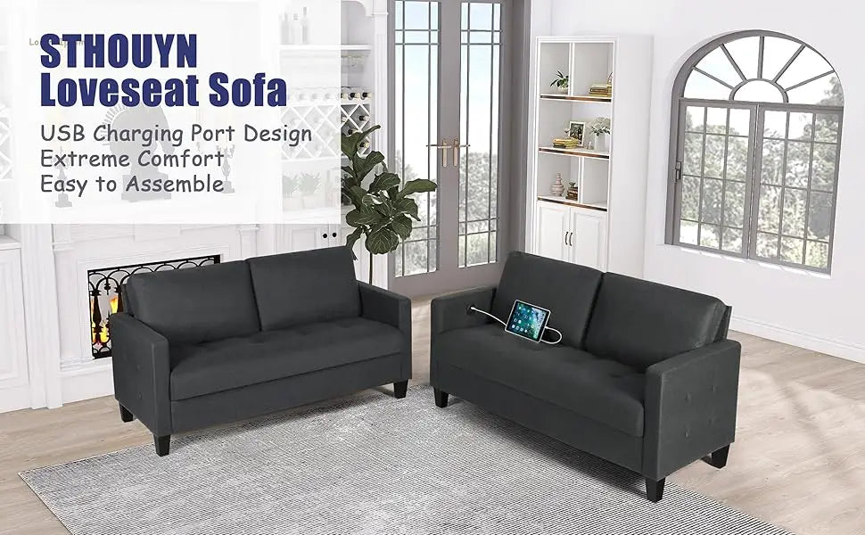 Comfy Sofa Small Grey Couch Small Spaces, Small Love Seat Bedroom, Mid Century Modern Couches Living Room Dorm