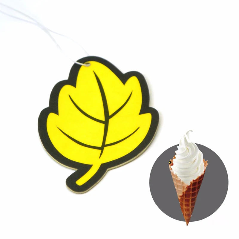 6PCS Car Air Freshener Natural Scented Tea Paper Auto Hanging Vanilla Perfume Fragrance Leaf Shape Car Accessories Interior