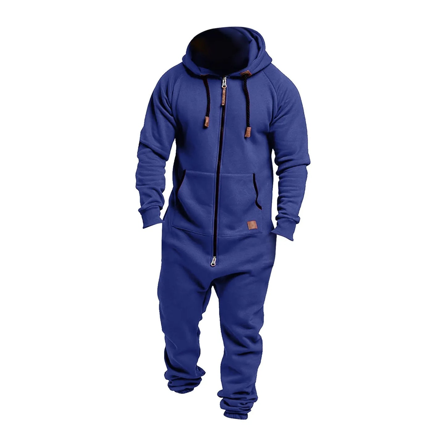 Men's Hooded Jumpsuit 2024 Warm Long Sleeve One Piece Zipper Hoodies Tracksuit Plus Size Loose Casual Sportwear Romper Male Suit