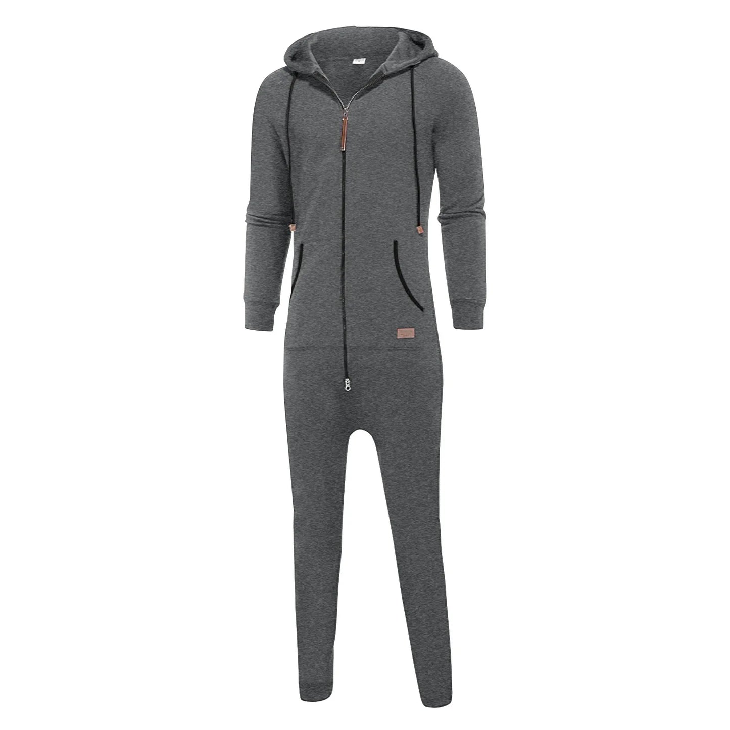 Men's Hooded Jumpsuit 2024 Warm Long Sleeve One Piece Zipper Hoodies Tracksuit Plus Size Loose Casual Sportwear Romper Male Suit