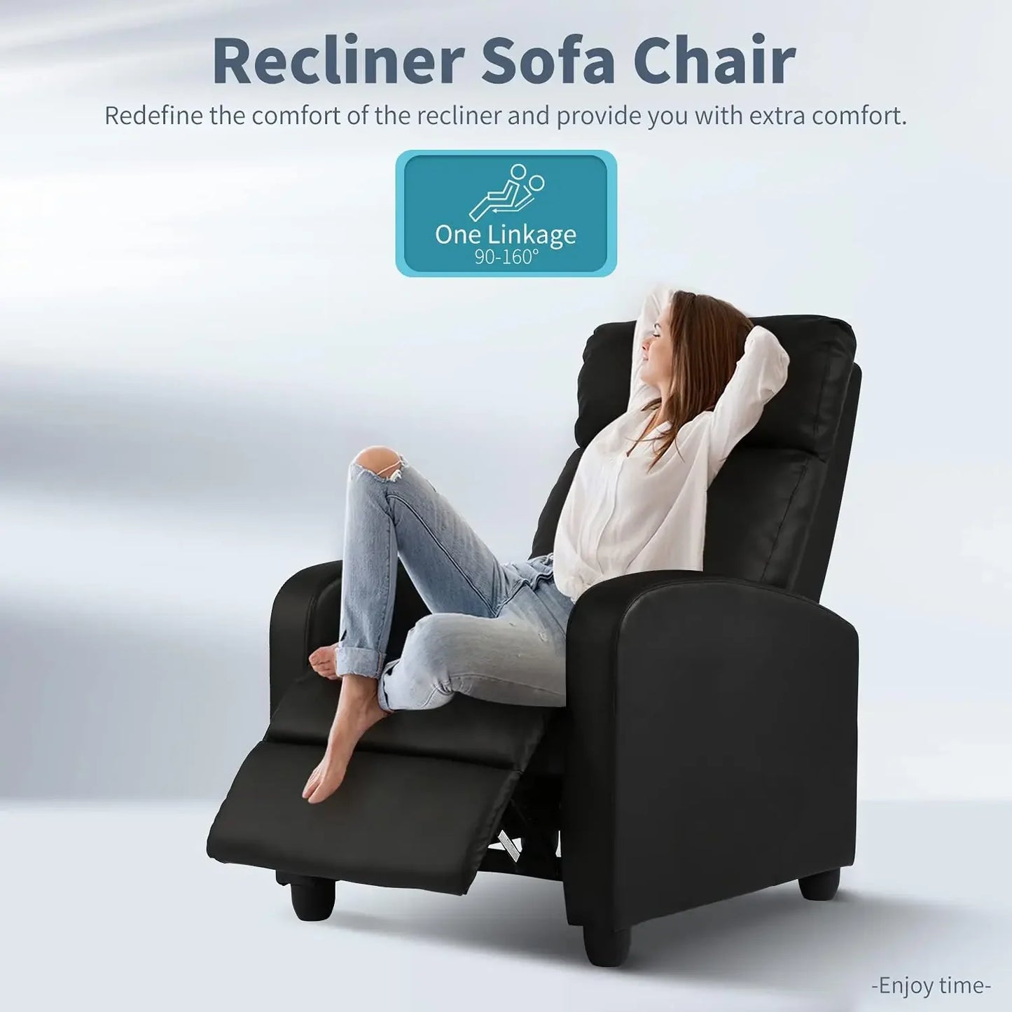 Massage Recliner Chair, Padded Wide Seat Sofa Wingback Single Sofa with Footrest PU Leather for Living Room Home Theater, Chair